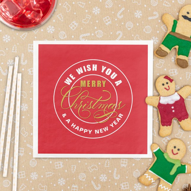 Guardanapo De Papel De Jantar Nós Desejamos um Feliz Natal Vermelho  (Criador carregado)
