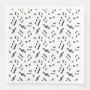 Guardanapo De Papel De Jantar Notas musicais preto e branco
