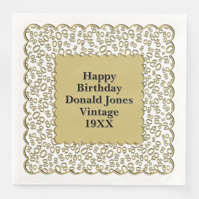 Guardanapo De Papel De Jantar Números de Aniversário do 80 - Escalas de Padrão D (Frente)