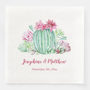 Guardanapo De Papel De Jantar O cacto cor-de-rosa floresce o casamento da
