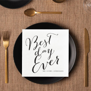 Guardanapo De Papel De Jantar O melhor casamento sempre clássico da caligrafia