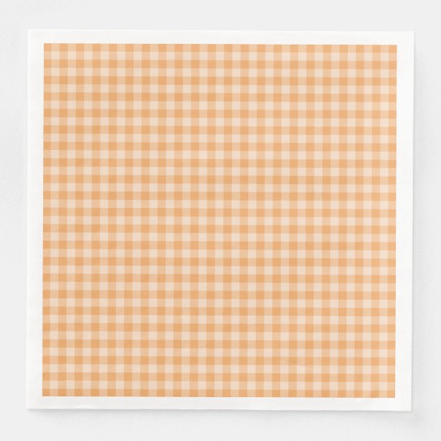 Guardanapo De Papel De Jantar Orange Checkerboard Pattern (Frente)