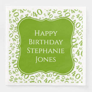 Guardanapo De Papel De Jantar Padrão Aleatório aniversário de 40 anos Verde/Bran