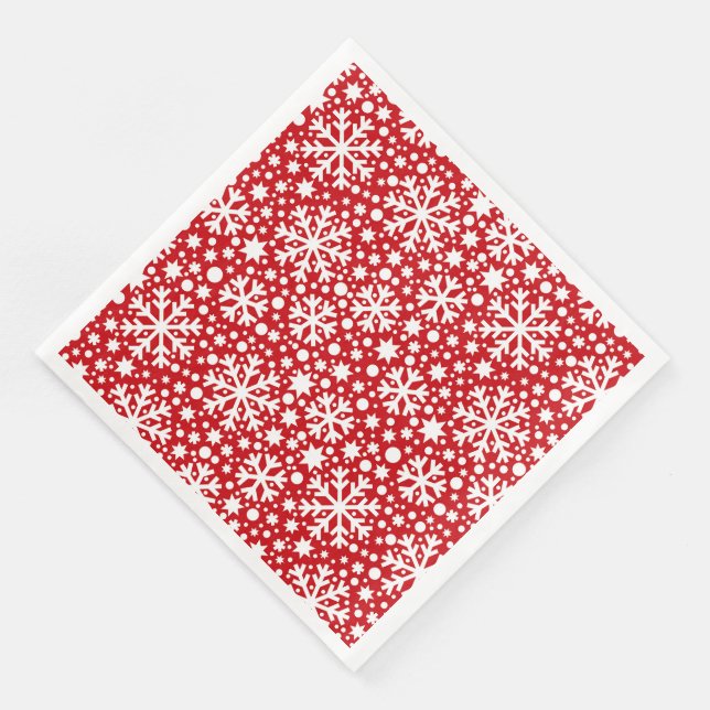Guardanapo De Papel De Jantar padrão branco vermelho floco de neve prato de pape (Canto)