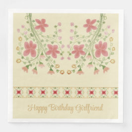 Guardanapo De Papel De Jantar Padrão Com Acentos Florais Rosa