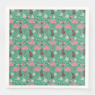 Guardanapo De Papel De Jantar Padrão contínuo de flamingo floral rosa verde