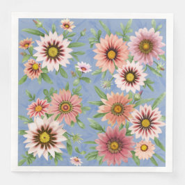 Guardanapo De Papel De Jantar Padrão de Arte Botânica Azul e Rosa