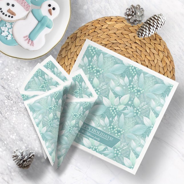 Guardanapo De Papel De Jantar Padrão de Berries de Folhagem de Natal Costeiro nº (Criador carregado)