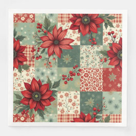 Guardanapo De Papel De Jantar Padrão de Colcha Floral de Natal Elegante 