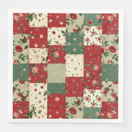 Guardanapo De Papel De Jantar Padrão de Colcha Floral de Natal Elegante 