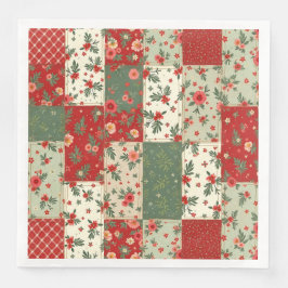 Guardanapo De Papel De Jantar Padrão de Colcha Floral de Natal Elegante 