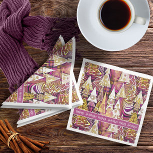 Guardanapo De Papel De Jantar Padrão de Feliz de Natal Dourada magenta nº 25 ID1