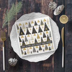 Guardanapo De Papel De Jantar Padrão de Feliz de Natal Dourado preto nº 25 ID100