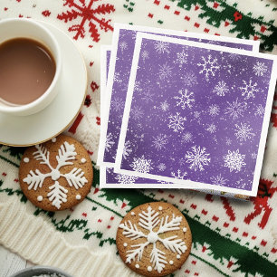 Guardanapo De Papel De Jantar Padrão de Flocos de Neve Roxos Magia de Natal de I