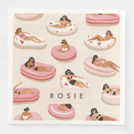 Guardanapo De Papel De Jantar Padrão de flutuação da Piscina de Verão Personaliz