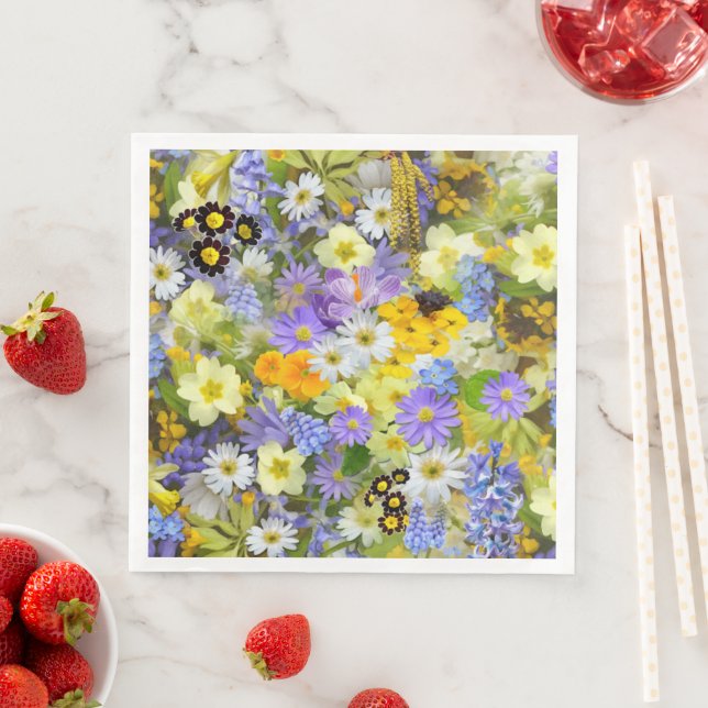 GUARDANAPO DE PAPEL DE JANTAR PADRÃO DE FUNDO FLORAL MULITCOR (Insitu)