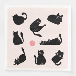 Guardanapo De Papel De Jantar Padrão de Gatos Pretos