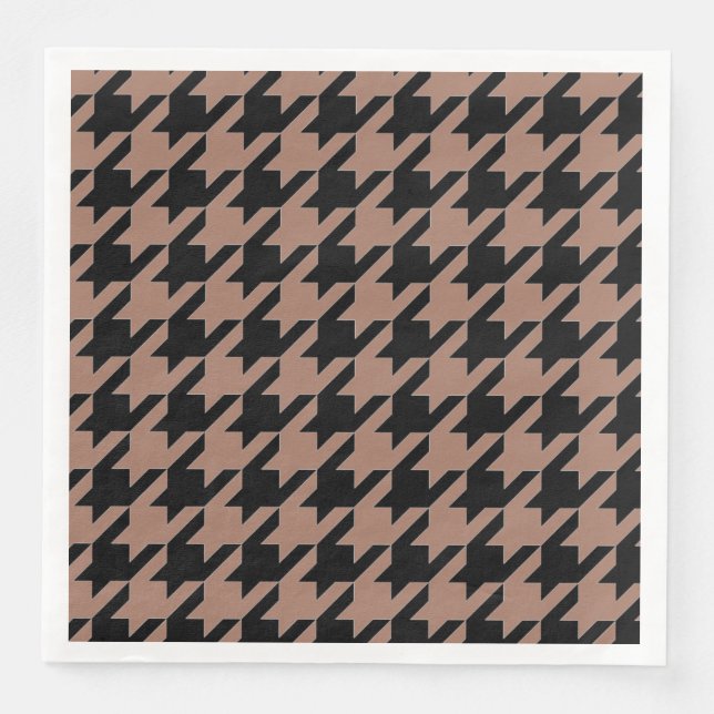 Guardanapo De Papel De Jantar Padrão de houndstoth preto-e-marrom-chic (Frente)