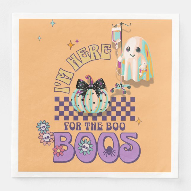 Guardanapo De Papel De Jantar padrão de janto de abóbora de aspas fantasmas (Frente)