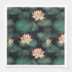 Guardanapo De Papel De Jantar Padrão de lagoa rosa verde