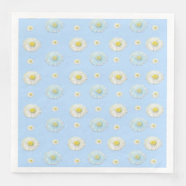 Guardanapo De Papel De Jantar Padrão de Margarida Branca em Fundo Azul Claro