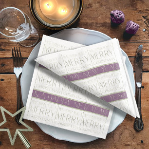 Guardanapo De Papel De Jantar Padrão de Natal Verde Roxo nº 35 ID1009