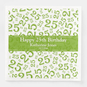 Guardanapo De Papel De Jantar Padrão de Número Aleatório de 25 Anos Verde/Branco