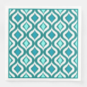 Guardanapo De Papel De Jantar Padrão de queda de Ikat Retro Chic Azul Turquesa