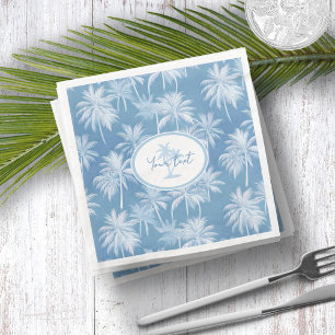 Guardanapo De Papel De Jantar Padrão de Silhueta de Palmeira Havaiana Azul ID109