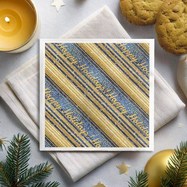 Guardanapo De Papel De Jantar Padrão Dourado de Natal Azul nº 28 ID1009 (Criador carregado)