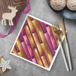 Guardanapo De Papel De Jantar Padrão Dourado de Natal magenta nº 28 ID1009