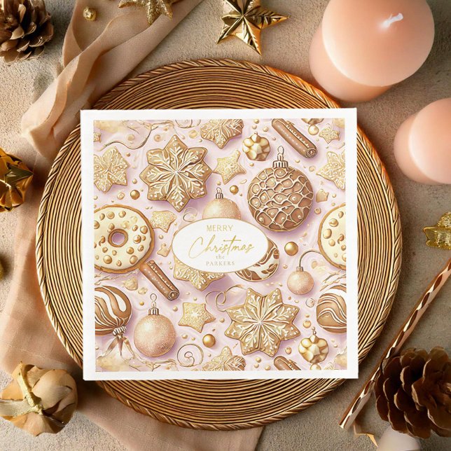 Guardanapo De Papel De Jantar Padrão Dourado de Natal rosa nº 12 ID1009 (Criador carregado)