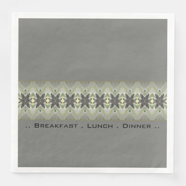 Guardanapo De Papel De Jantar Padrão Floral Com Cinza (Frente)