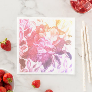 Guardanapo De Papel De Jantar padrão floral, natureza amorosa, rosa