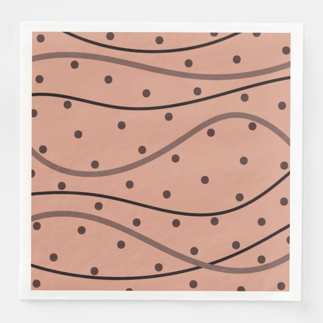 Guardanapo De Papel De Jantar Padrão Mocha Pontos e Stripes (Frente)