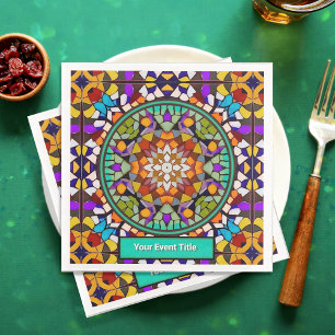 Guardanapo De Papel De Jantar Padrão Mosaico de Celebração - Adicionar Evento a