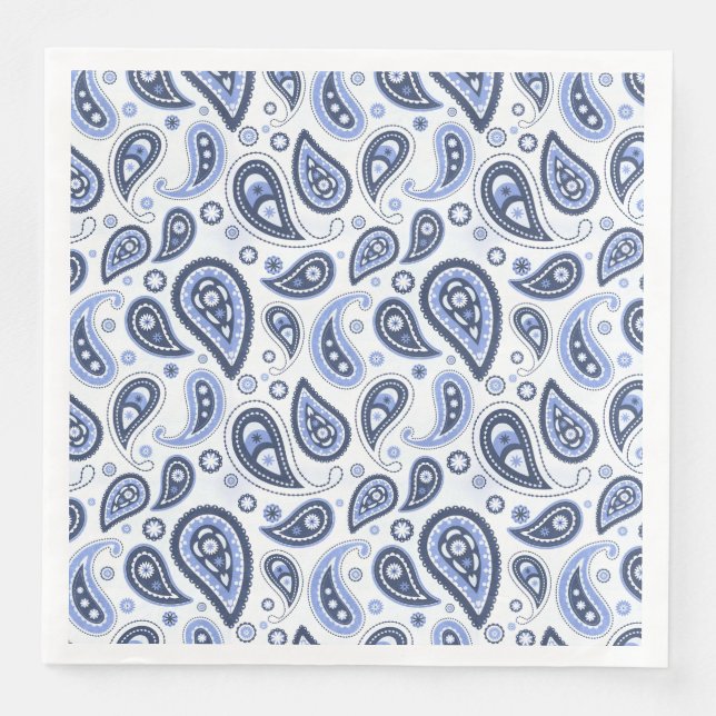 Guardanapo De Papel De Jantar Padrão Paisley Azul (Frente)