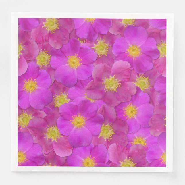 Guardanapo De Papel De Jantar Padrão Selvagem de Rosa (Frente)