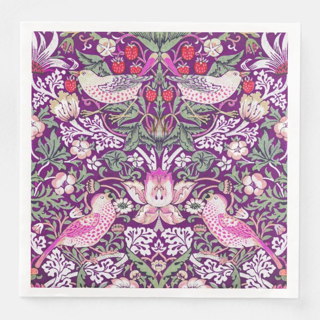 Guardanapo De Papel De Jantar Padrão William Morris Strawberry Thief (Frente)