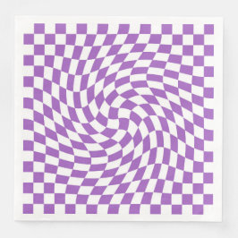 Guardanapo De Papel De Jantar Padrão Xadrez Quadriculado Roxo e Branco
