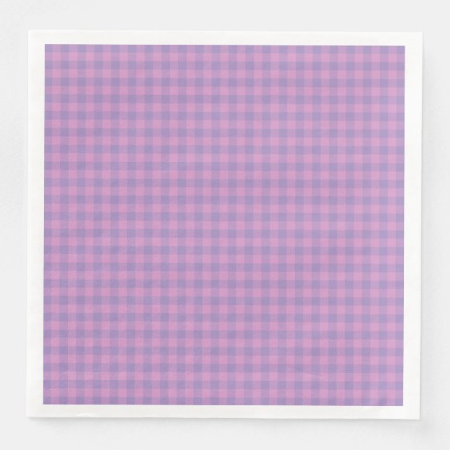 Guardanapo De Papel De Jantar Padrão Xadrez Rosa Roxo (Frente)