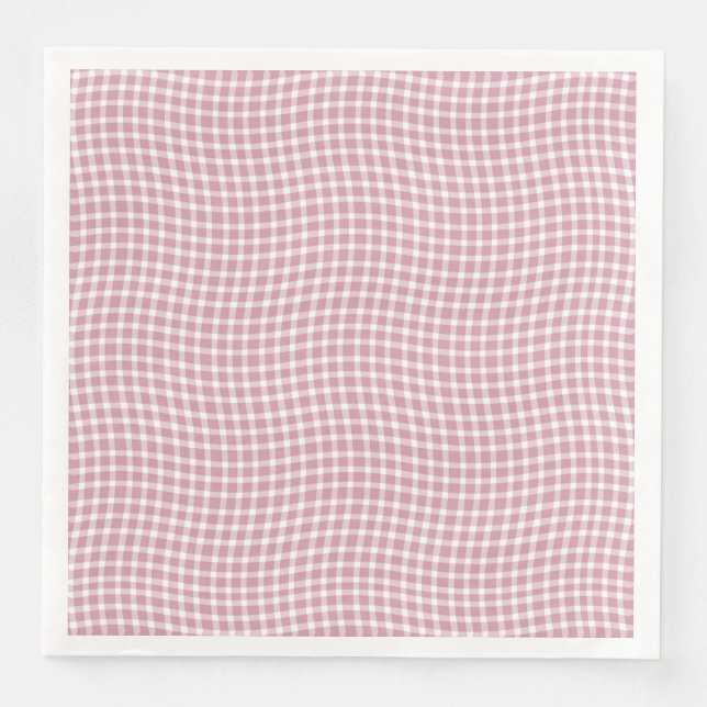 Guardanapo De Papel De Jantar Padrão Xadrez Seamless Rosa e Branco (Frente)