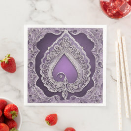 Guardanapo De Papel De Jantar Padrões de lavanda e prata arte de IA