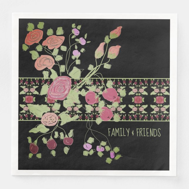 Guardanapo De Papel De Jantar Padronizado com Flores e Arte Berry (Frente)