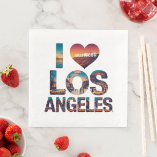 Guardanapo De Papel De Jantar Paisagem de Los Angeles ao Pôr do Sol & Tipografia