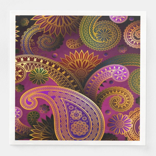 Guardanapo De Papel De Jantar Paisley Purple (Frente)