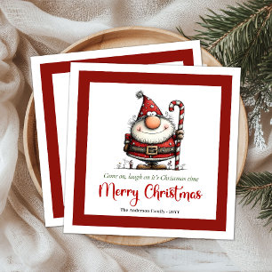 Guardanapo De Papel De Jantar Papai Noel Desenho Animado Divertido Natal Minimal
