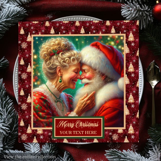 Guardanapo De Papel De Jantar Papais noeis de Natal verdes Dourados e festivos N (Festive Napkins Red Gold Green Christmas Santa)