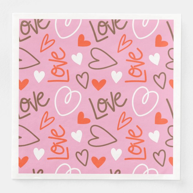 Guardanapo De Papel De Jantar Papéis de amor rabiscados (Frente)