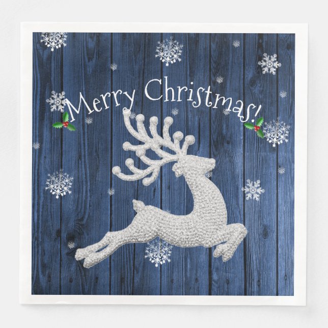 Guardanapo De Papel De Jantar Papel de Carneiro de Natal Russo Azul Napkin (Frente)